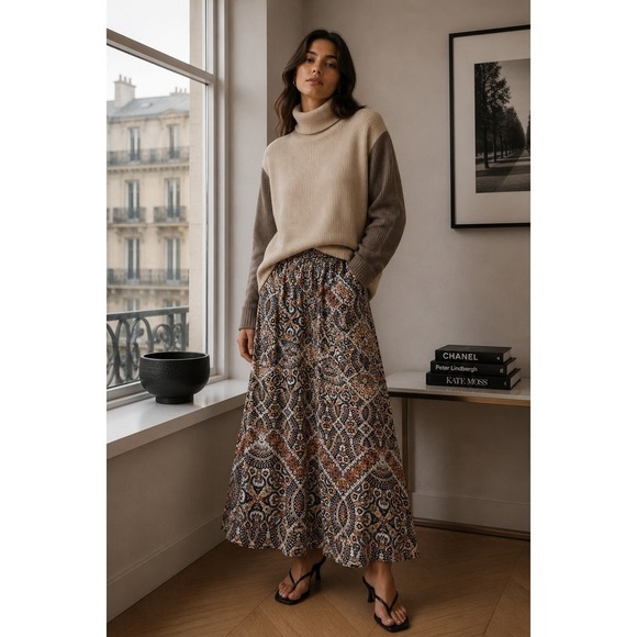Cynthia Rowley Dresses & Skirts - Cynthia Rowley Skirt Women Small Multicolor Maxi‎ Boho Paisley Geometric Stretch
